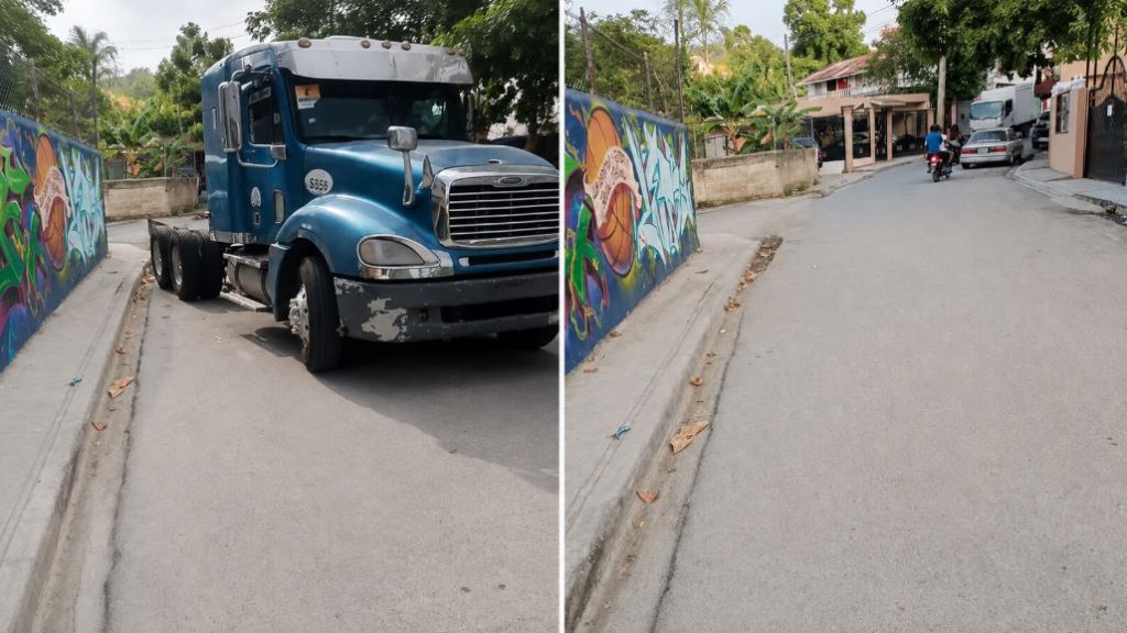Luego de denuncia de N Digital, autoridades remolcan cabezote que obstruía acera y calle en Manoguayabo